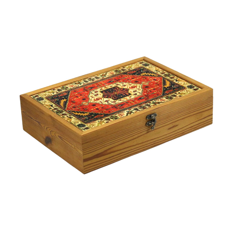 جعبه چوبی ترمو طرح فرش ایرانی دستبافت