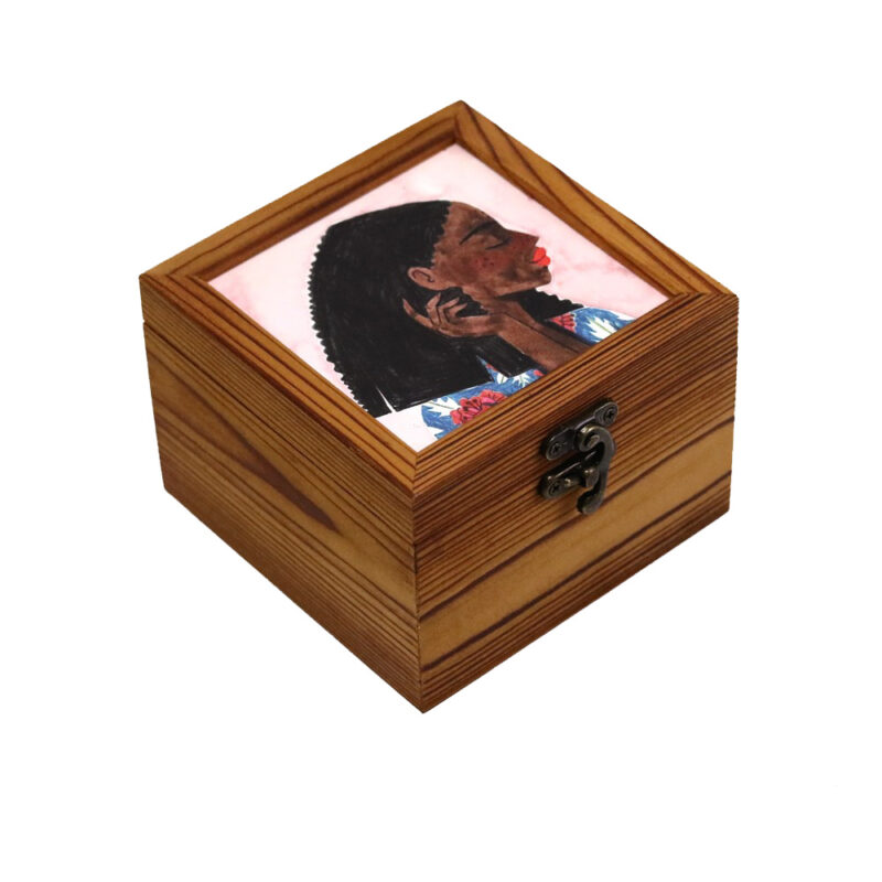 جعبه چوبی ترمو طرح دختر سیاه پوست