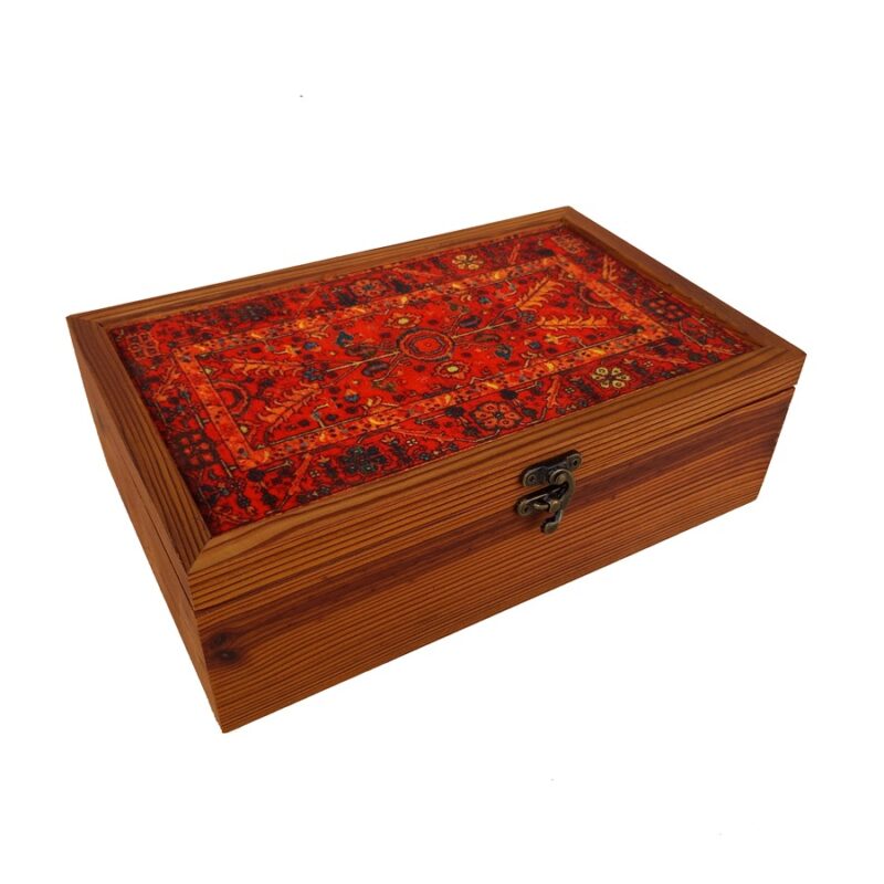 جعبه چوبی ترمو طرح فرش دستبافت ایرانی